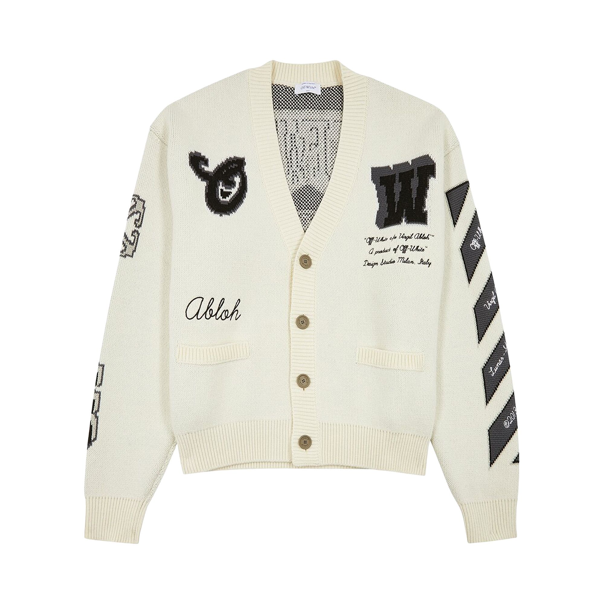 Size l Off-White Moon Varsity Knit Cardigan 'Beige/Black'