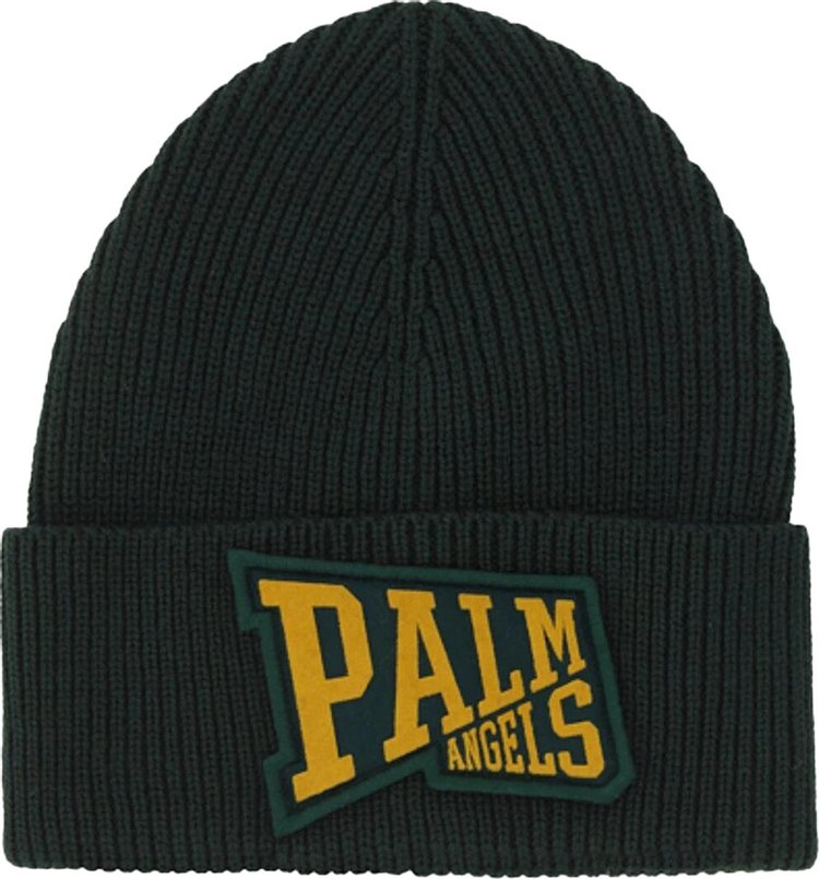 Palm Angels Logo Patch Knitted Beanie 'Military/Gold'