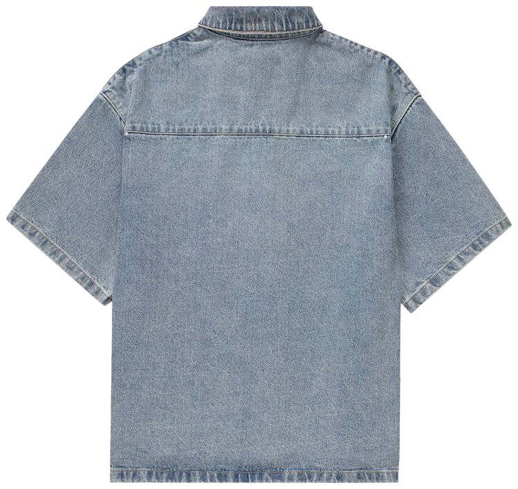 PURPLE BRAND Short Sleeve Denim Shirt Jacket Light Indigo