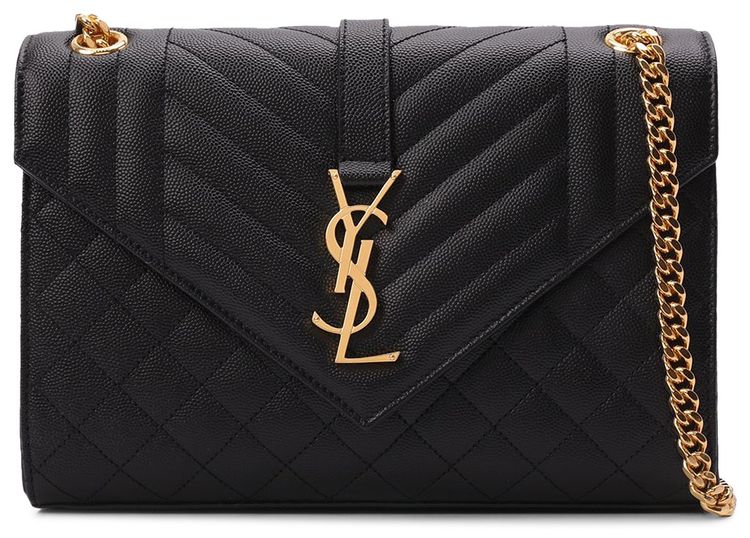 Saint Laurent Monogram Medium Envelope Chain Bag Black