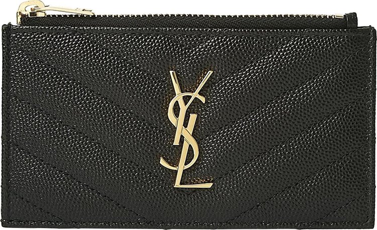 Saint Laurent quilted leather cardholder, Green