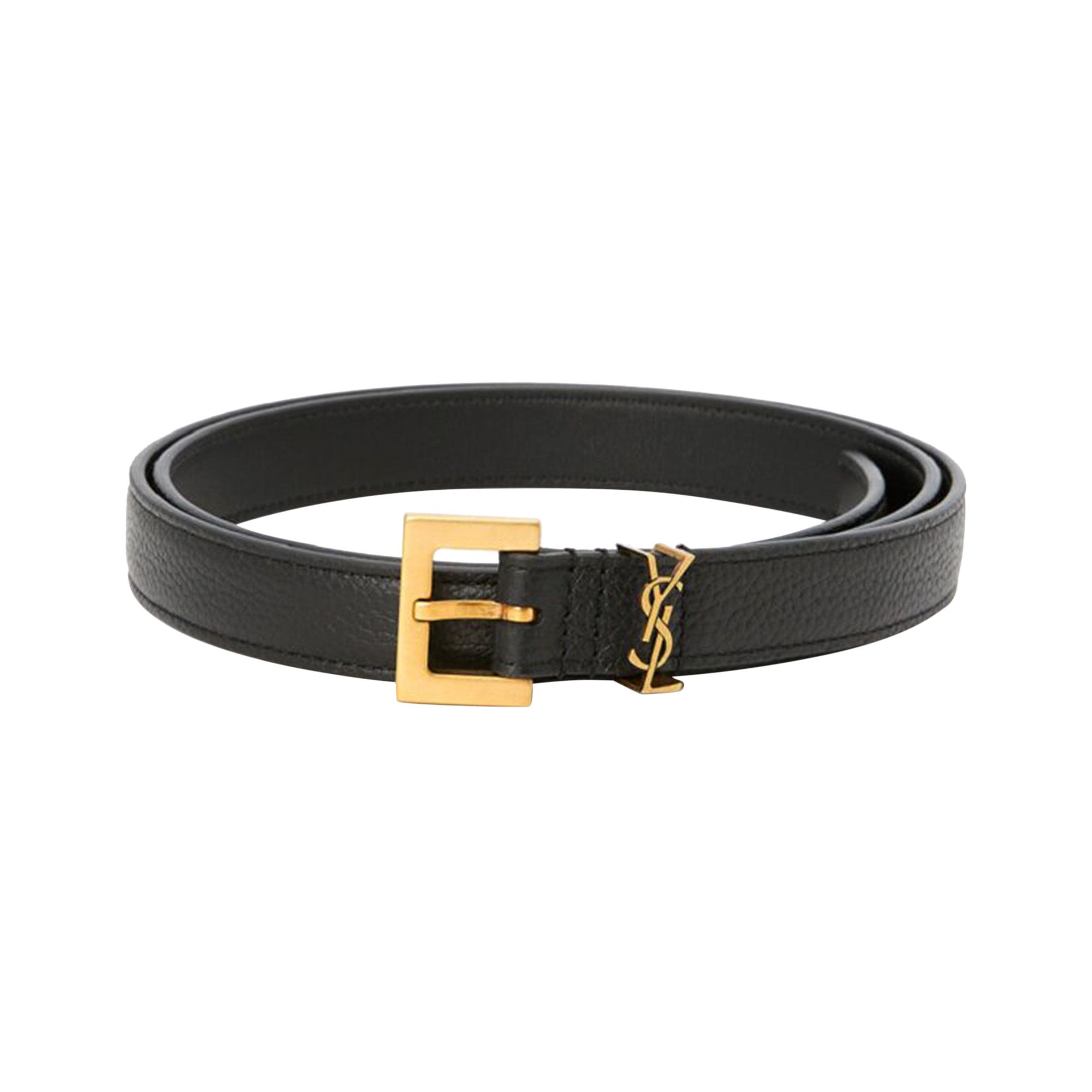 Buy Saint Laurent Thin Logo Belt 'Black' - 612616 DTI0W 1000