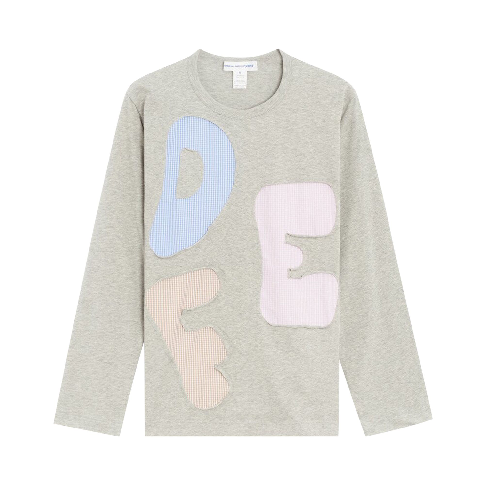Achetez des Comme des Garcons SHIRT DEF Letter Long Sleeve T Shirt Grey FJ T011 W22 1 GOAT CA