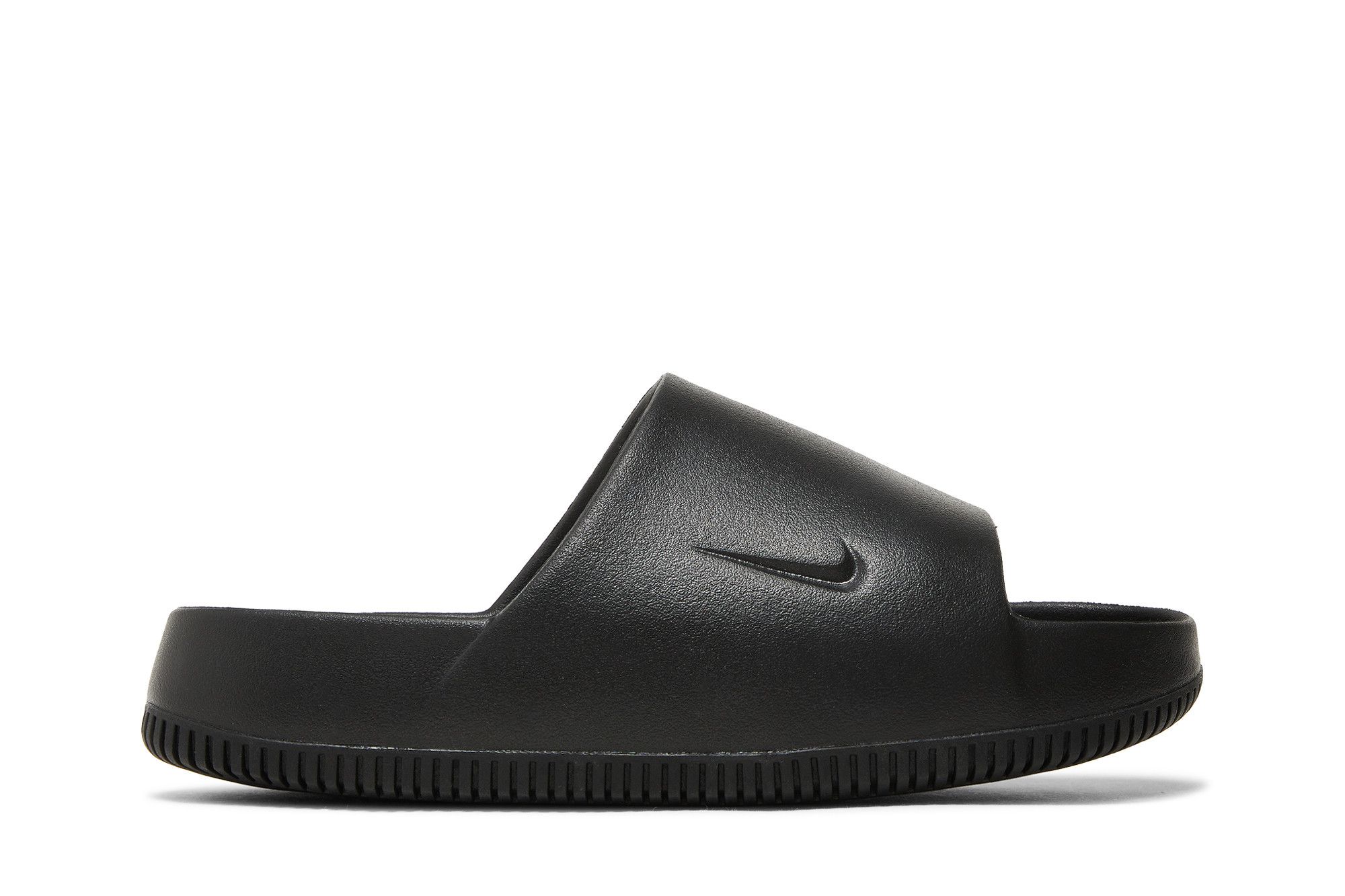 Plain black nike slides hot sale