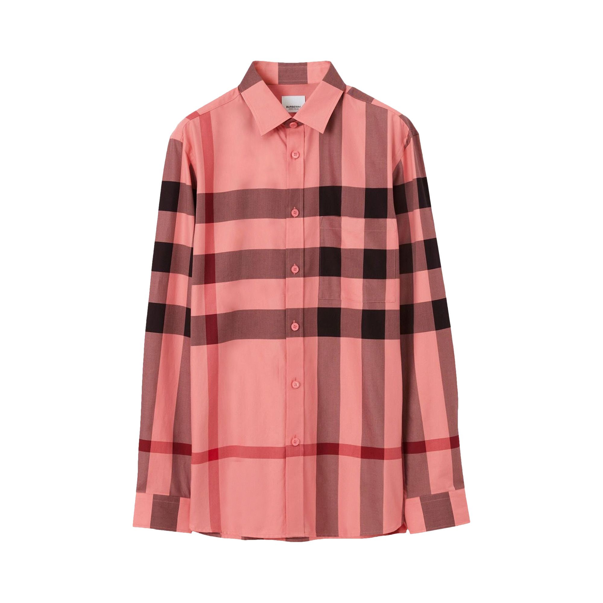 Buy Burberry Long Sleeve Check Button Down Shirt Candy Pink