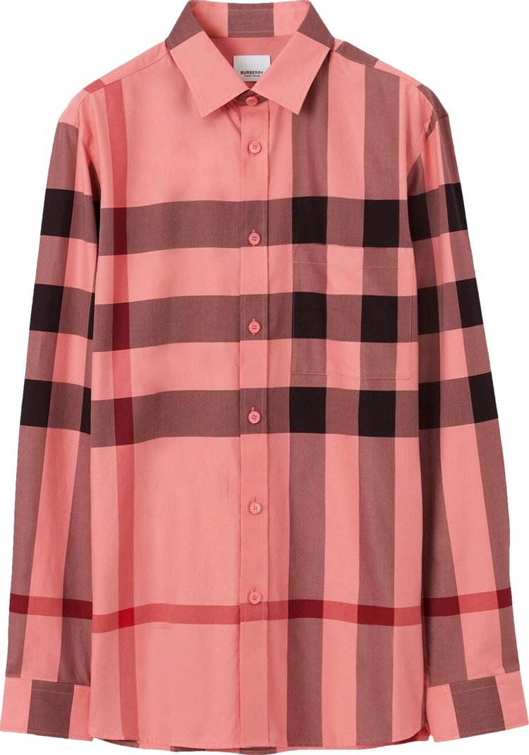 Buy Burberry Long-Sleeve Check Button Down Shirt 'Candy Pink' - 8071535 ...