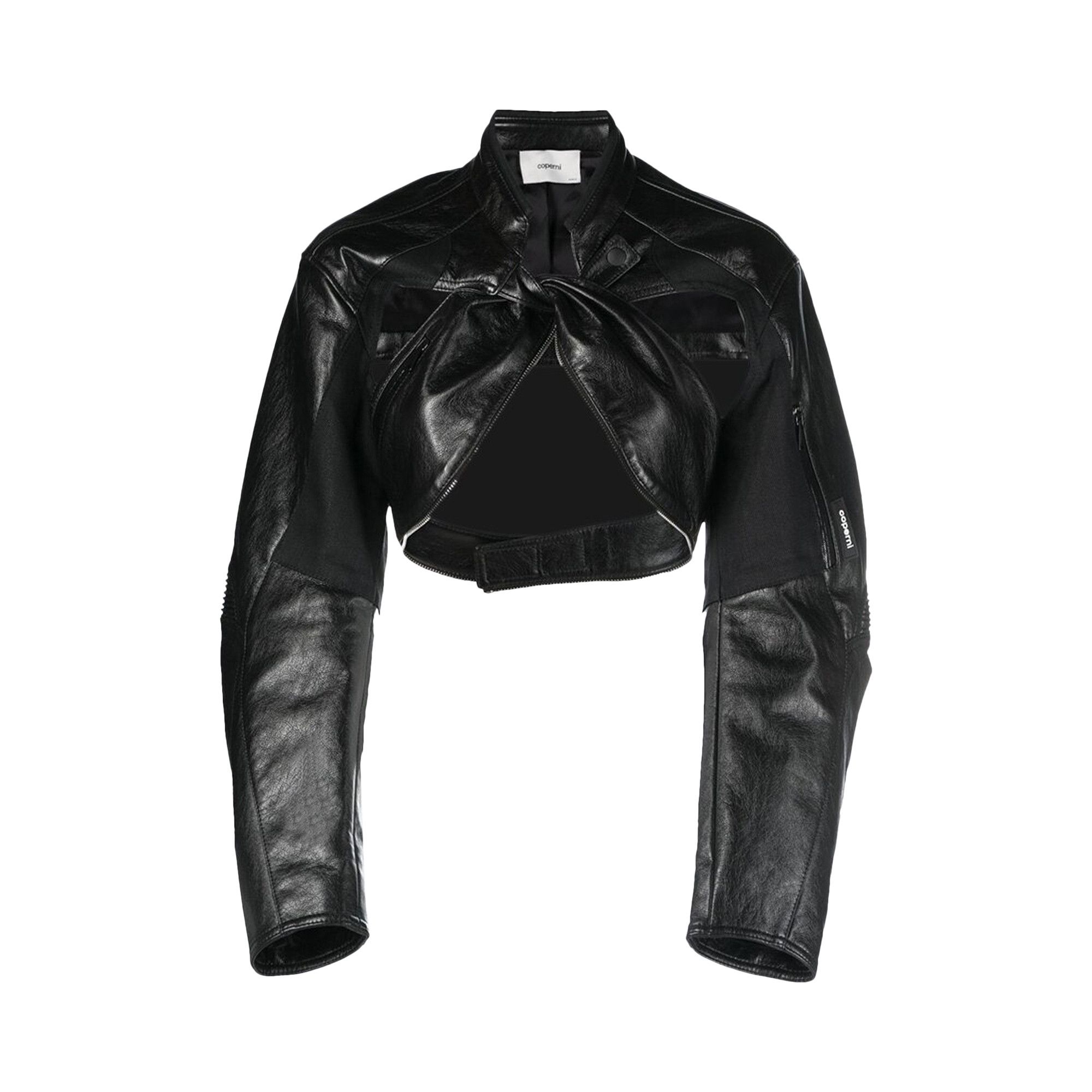 Buy Coperni Cut Out Cropped Biker Jacket 'Black