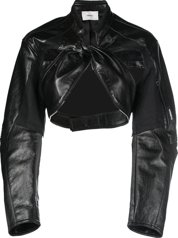 Coperni Cut Out Cropped Biker Jacket 'Black'