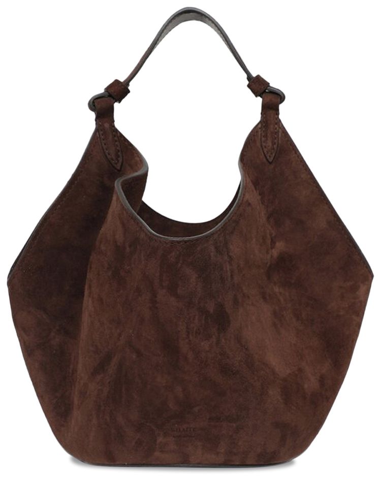 Khaite Lotus Mini Suede Shoulder Bag Coffee
