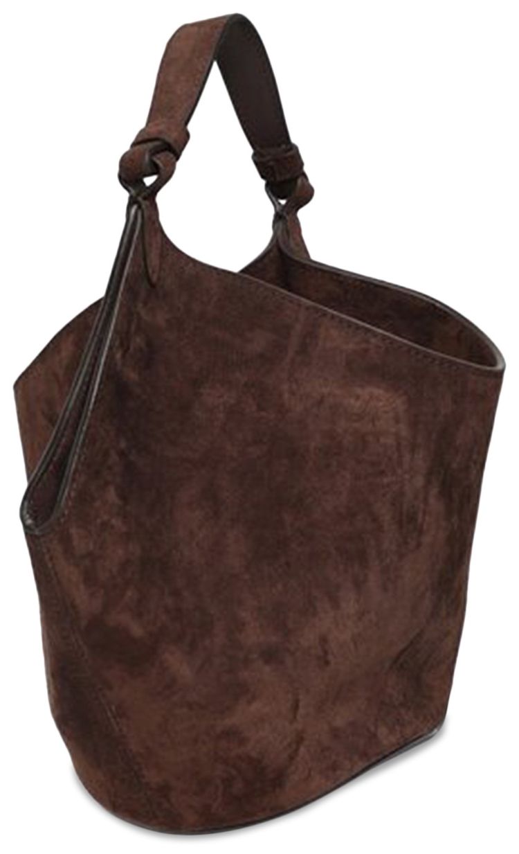 Khaite Lotus Mini Suede Shoulder Bag Coffee