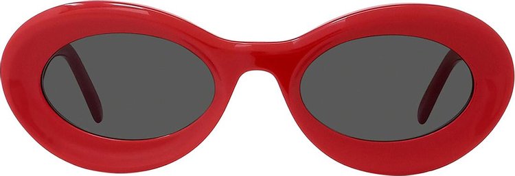 Loewe Paula's Ibiza Oval Sunglasses 'Shiny Red/Smoke'