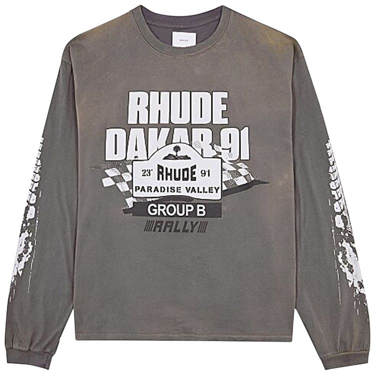 Rhude Dakar 91 Long Sleeve Tee Vintage Grey