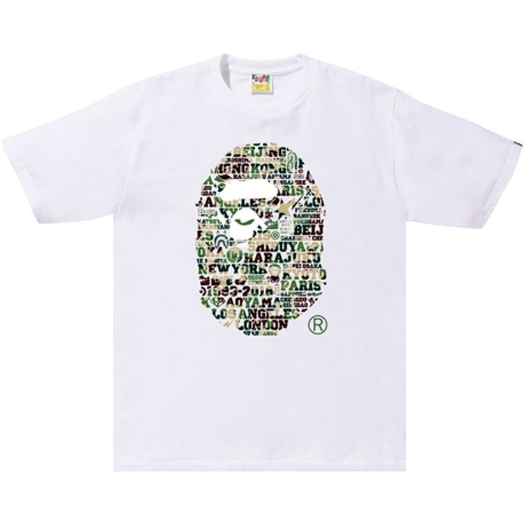 BAPE XXV Cities Camo Ape Head Tee WhiteGreen