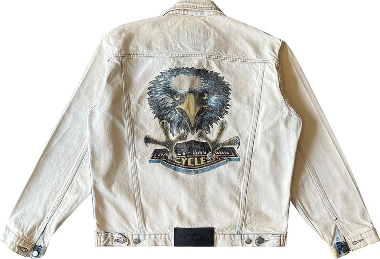 Harley Davidson Eagle Denim Jacket White