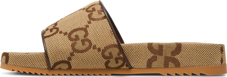 Gucci GG Canvas Slide Sandal Camel Monogram