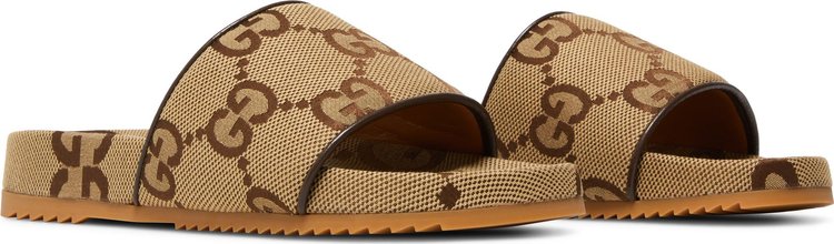 Gucci GG Canvas Slide Sandal Camel Monogram