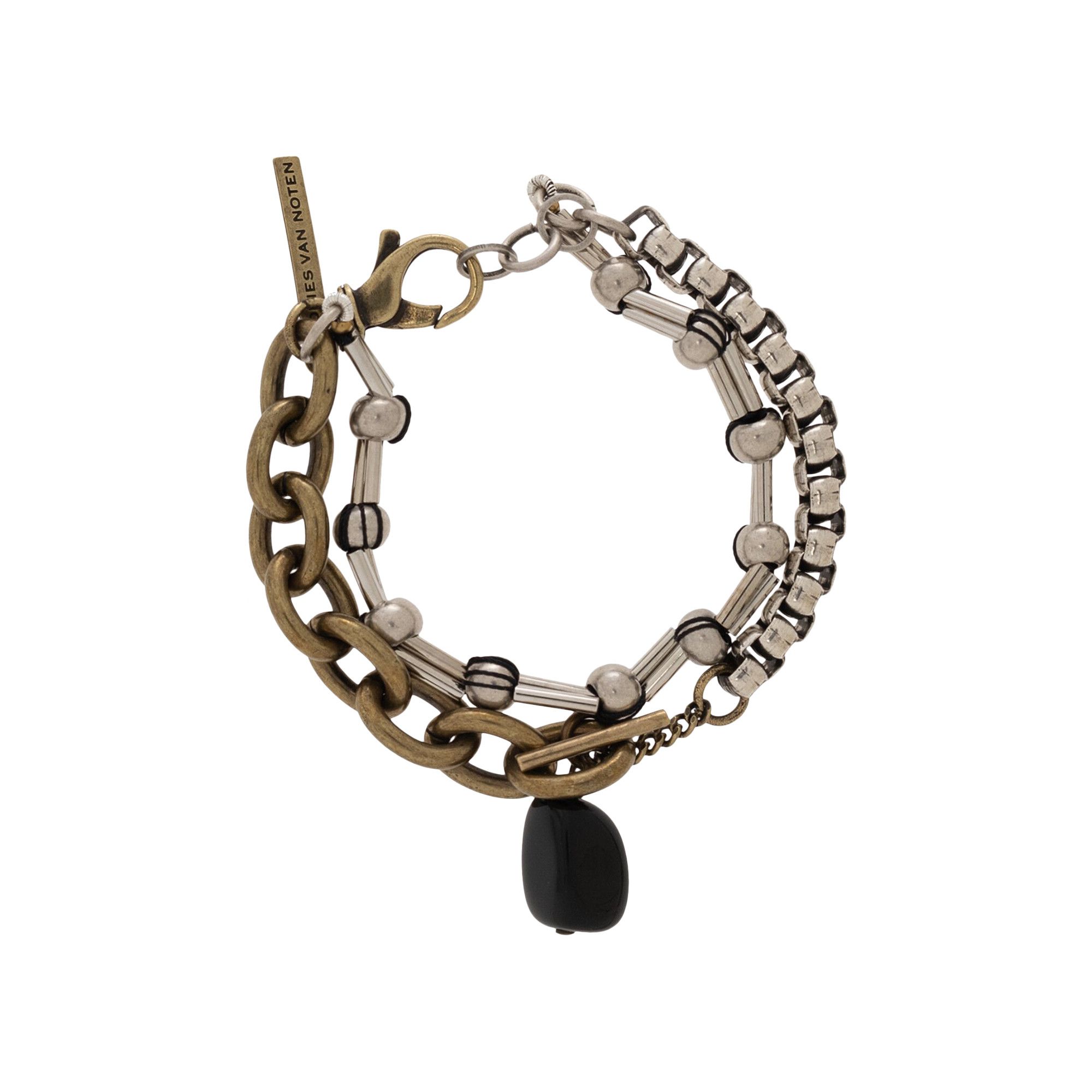 Dries Van Noten Men's' Bead-And-Chain Bracelet in Black | LN-CC®