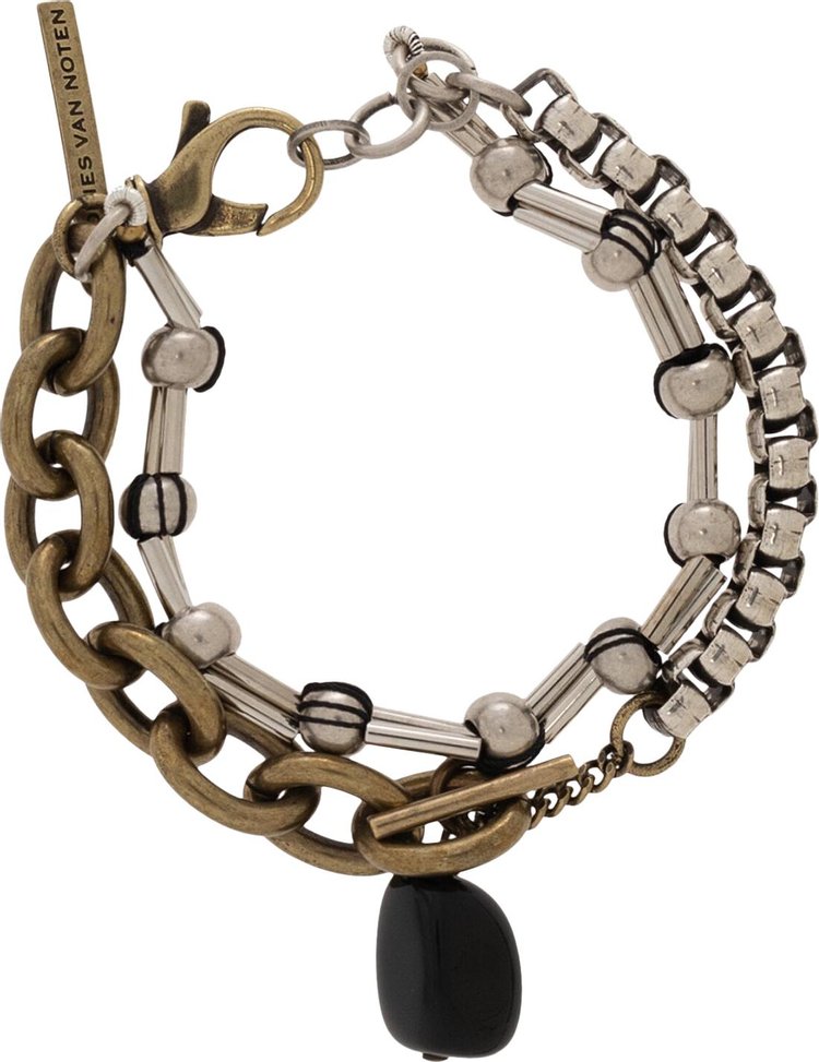 Dries Van Noten Stone Curb Chain Bracelet 'Black'
