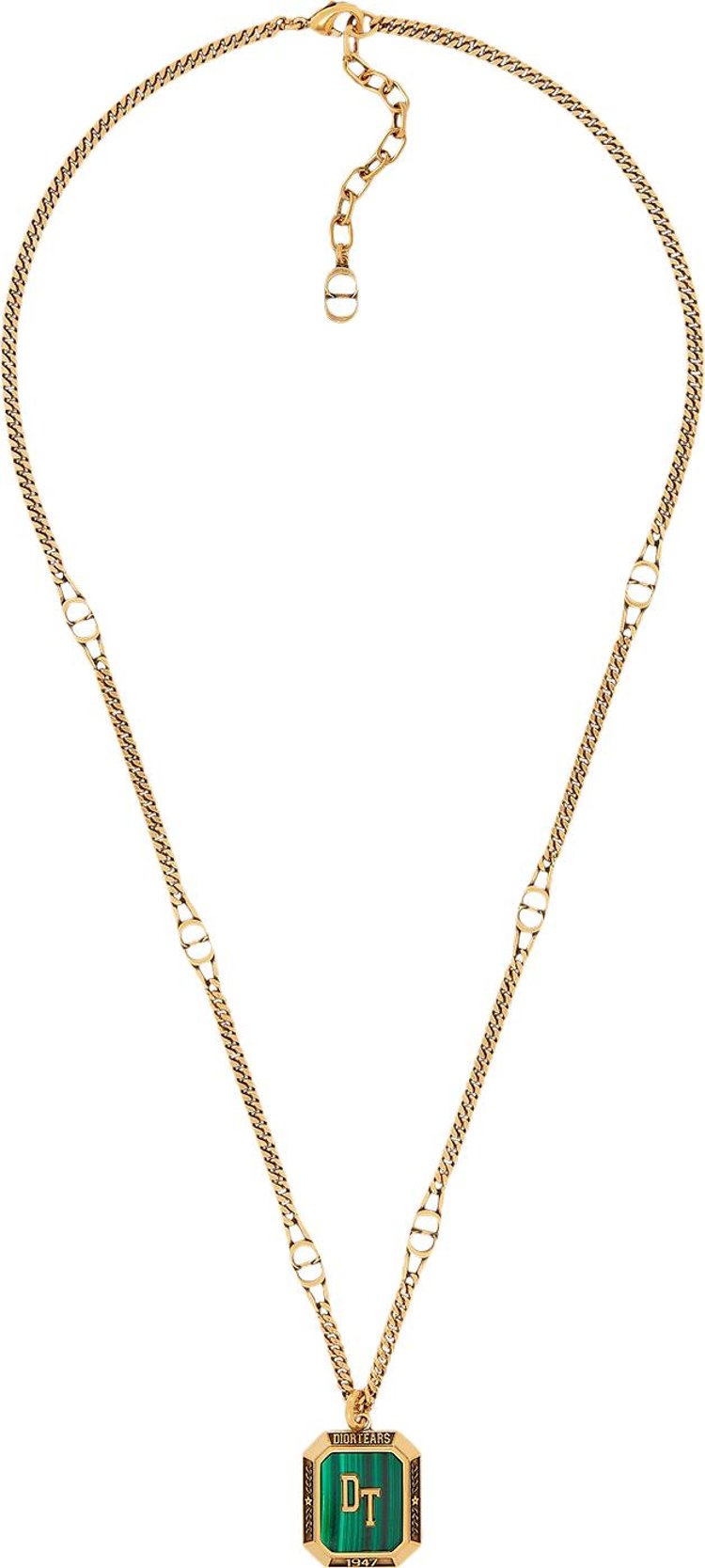 Dior x Denim Tears Pendant Necklace 'Gold/Malachite'