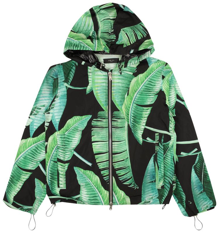 Amiri Banana Leaves Hooded Parka Jacket Green