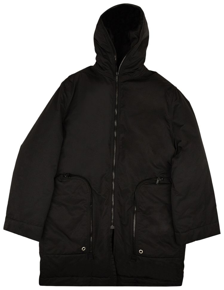 Rick Owens DRKSHDW Long Hood Zip Up Parka Black