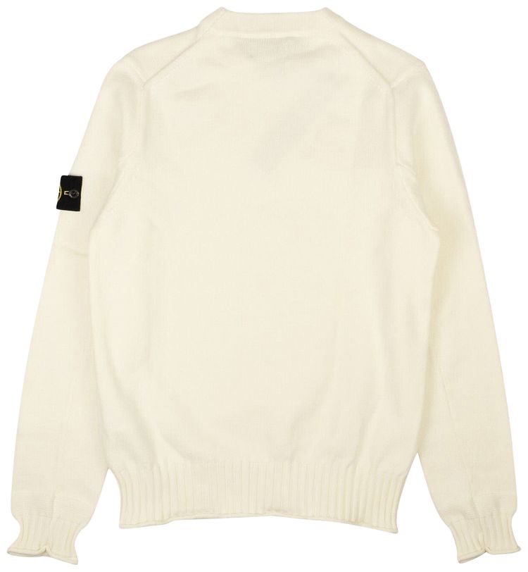 Stone Island Logo Patch Crewneck Sweater Off White