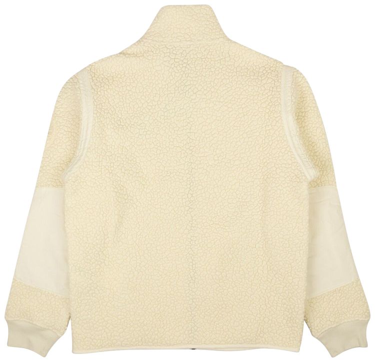 Stone Island Logo Embroidered Zipped Fleece Jacket Off White