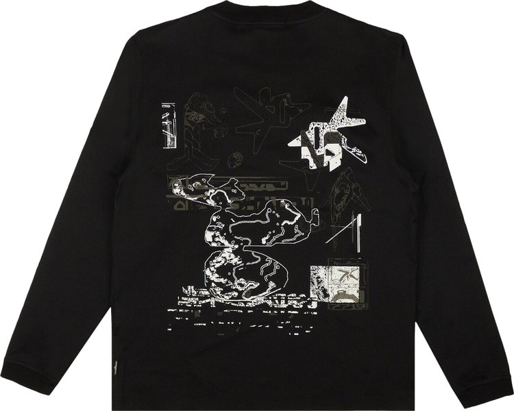 Stone Island Graphic Print Long Sleeve T Shirt Black