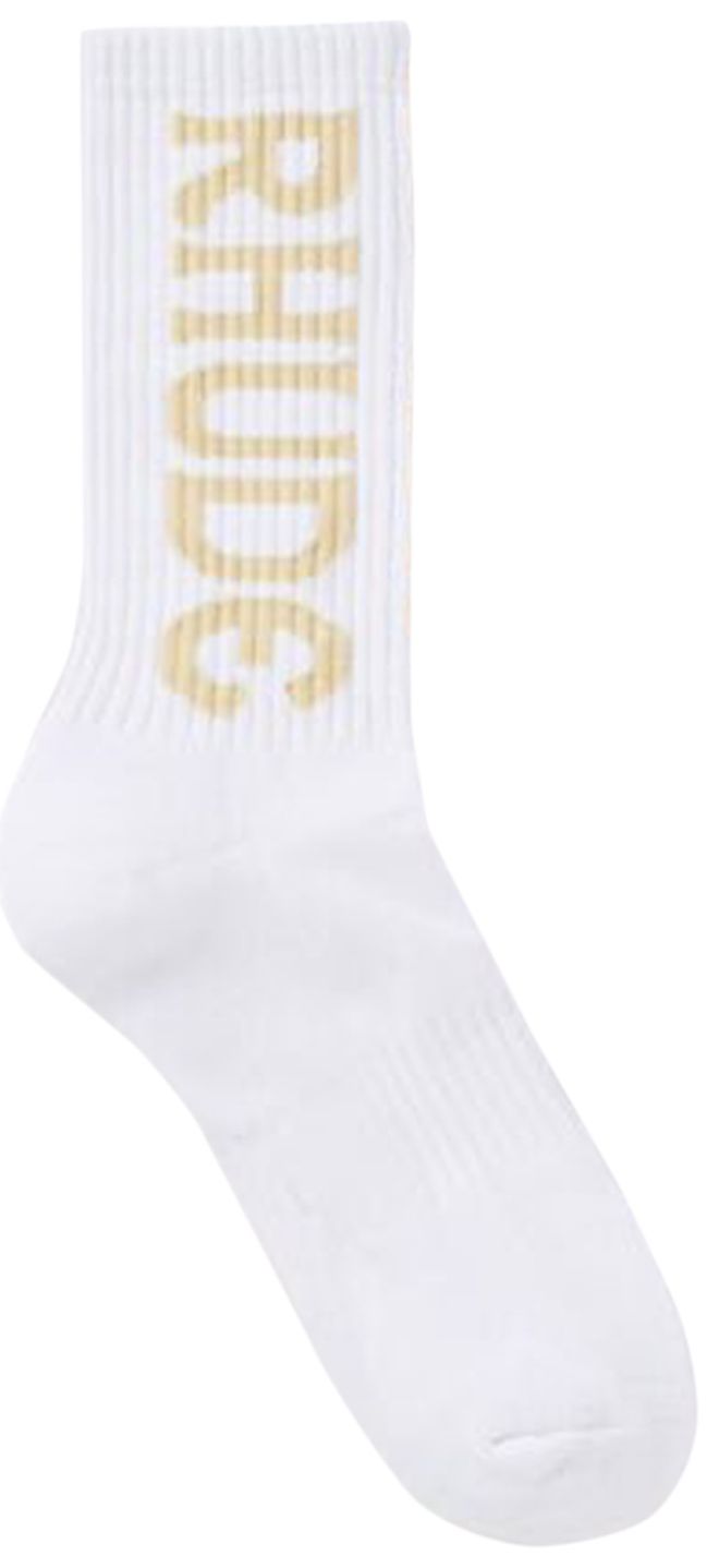 Rhude Verticle Logo Sock WhiteOlive
