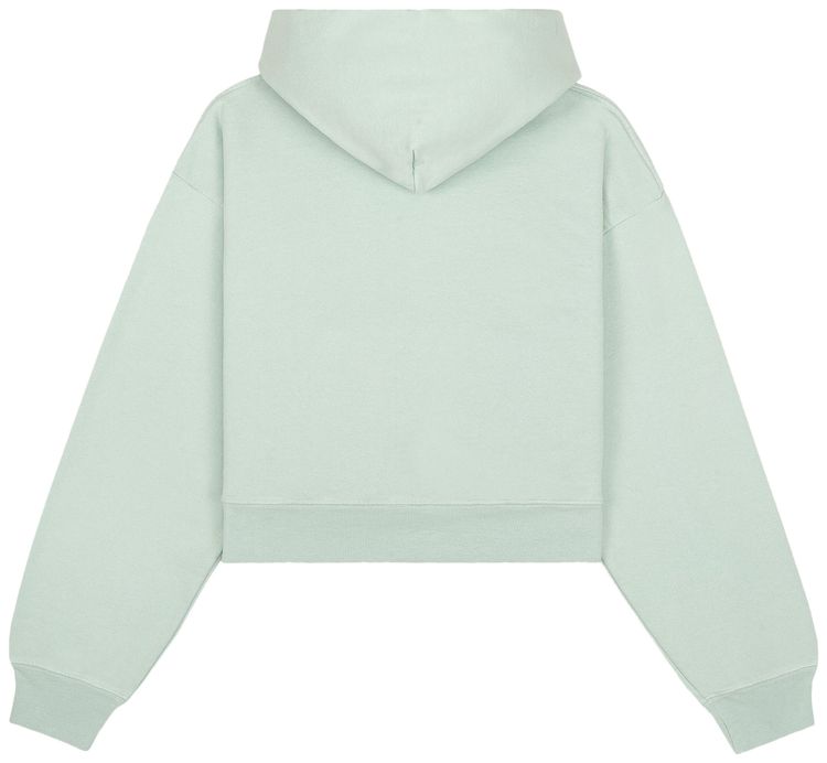 Sporty  Rich Italic Logo Embroidered Cropped Hoodie JadeWhite