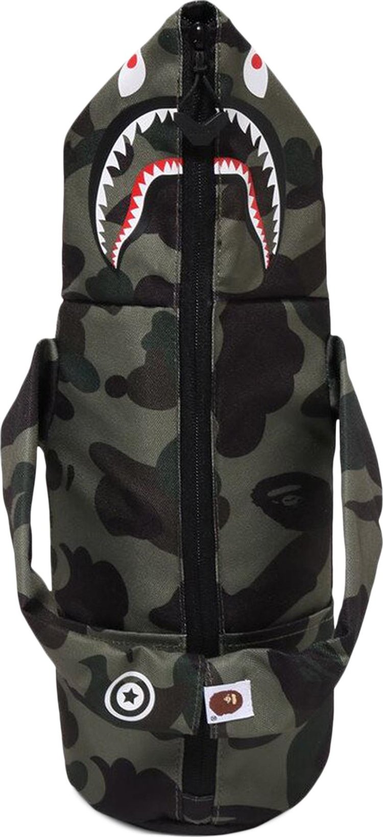 A Bathing Ape Green Layered Line Camo Shark Backpack in Black for