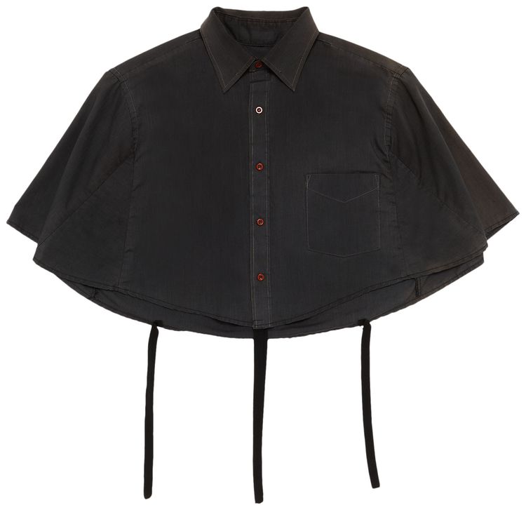 Maison Margiela Artisanal Cut Off Button Up Shirt Black