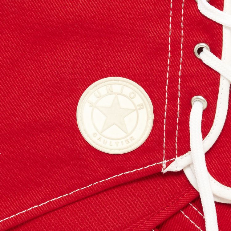 Jean Paul Gaultier Lace Denim Shorts Red