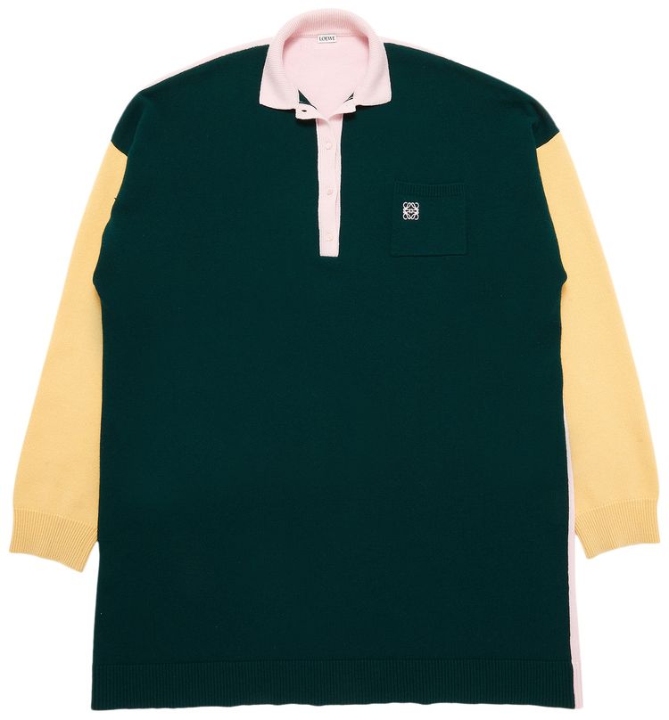 Loewe Cashmere Long Sleeve Polo GreenPink