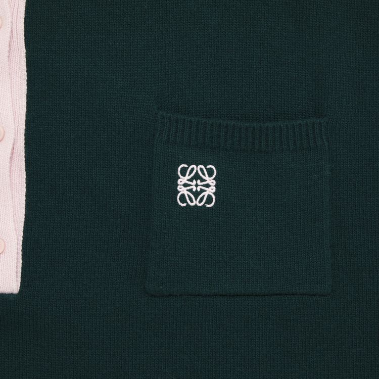 Loewe Cashmere Long Sleeve Polo GreenPink