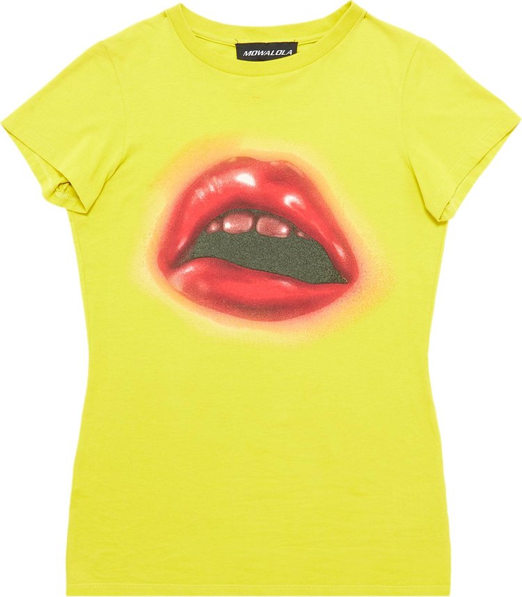 Mowalola Mouth Print Stretch Viscose Baby T-Shirt 'Yellow'