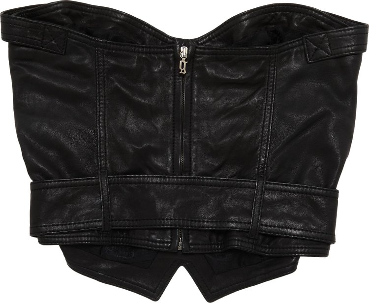 John Galliano Leather Biker Belted Corset Black