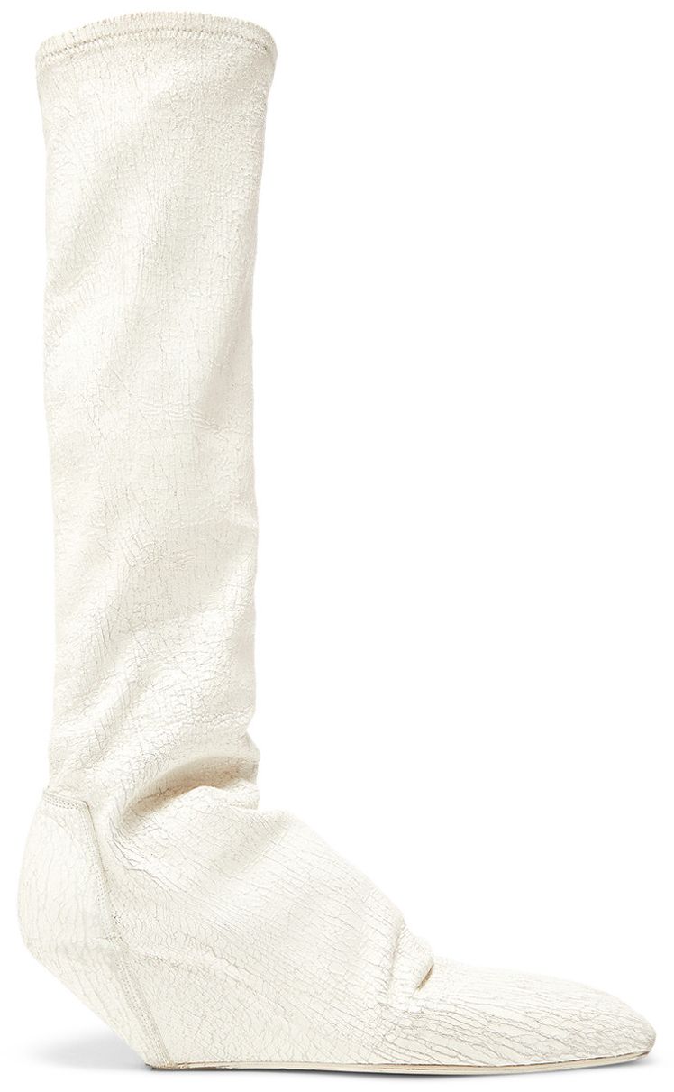 Rick Owens Wmns Stretch Boot Metallic Crackled   Platinum