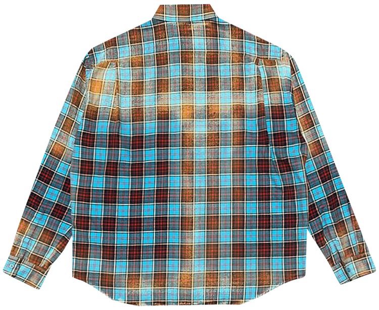 Balenciaga Checked Long Sleeve Shirt Turquoise