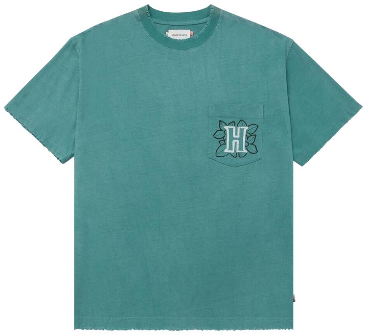 Honor The Gift Floral Pocket Tee Teal
