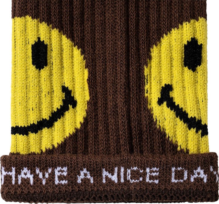 Market Smiley Upside Down Socks Brown