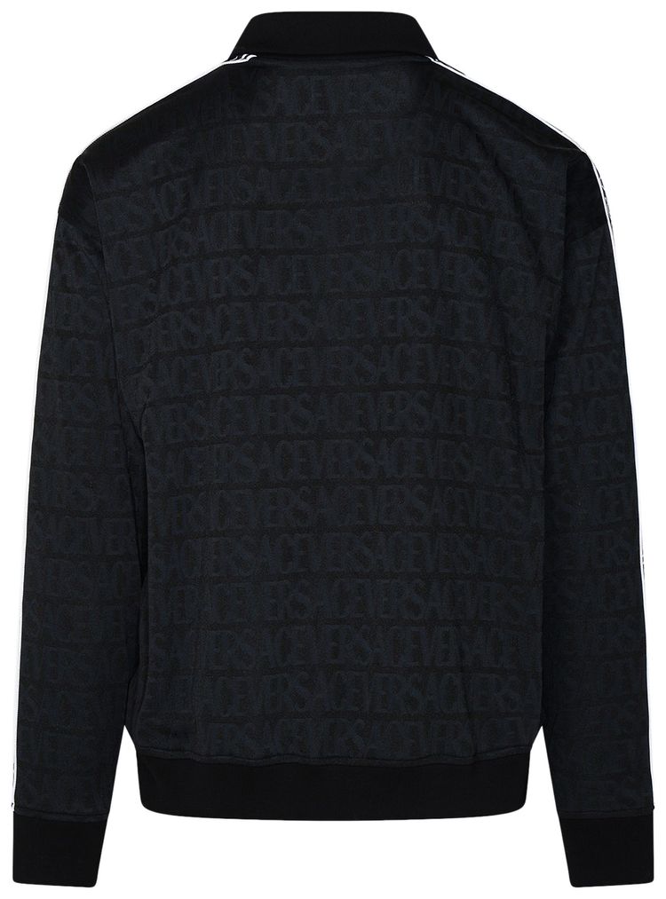 Versace Logo Print Techno Jacquard Sweatshirt Black