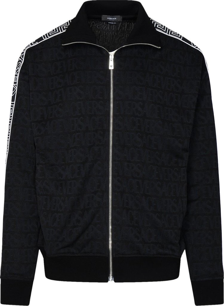 Versace Logo Print Techno Jacquard Sweatshirt 'Black'