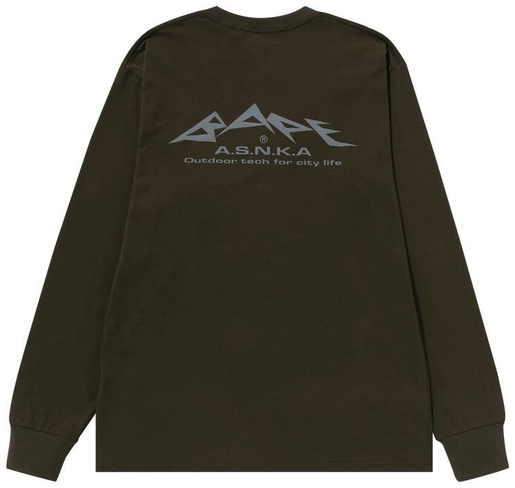 BAPE Reflective Print Long Sleeve Tee Olive Drab