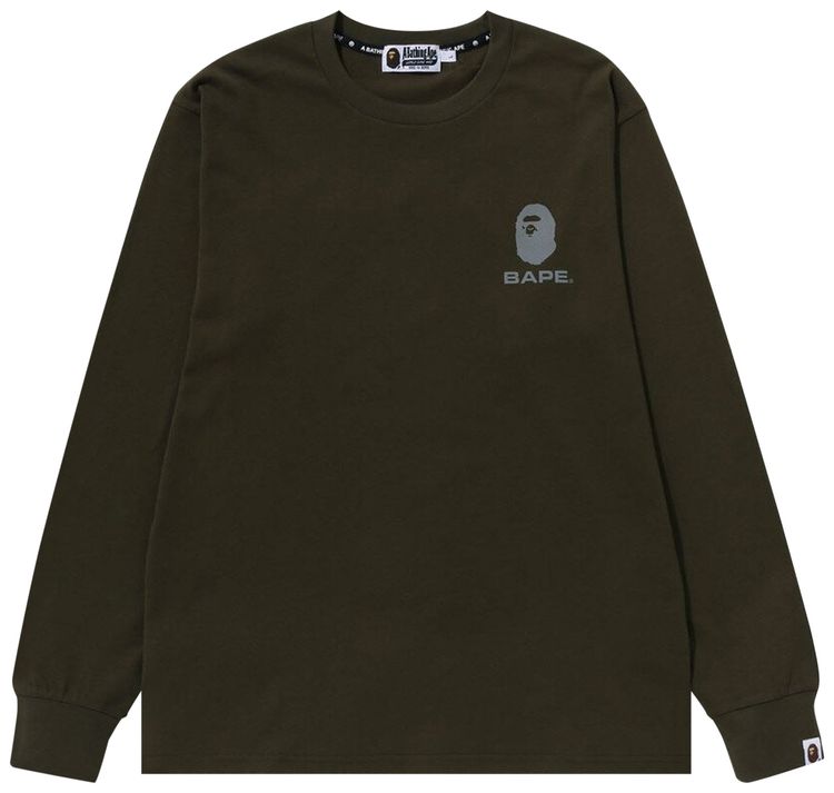 BAPE Reflective Print Long Sleeve Tee Olive Drab