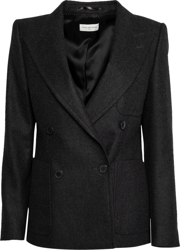 Dries Van Noten Beau Double Breasted Jacket Anthracite