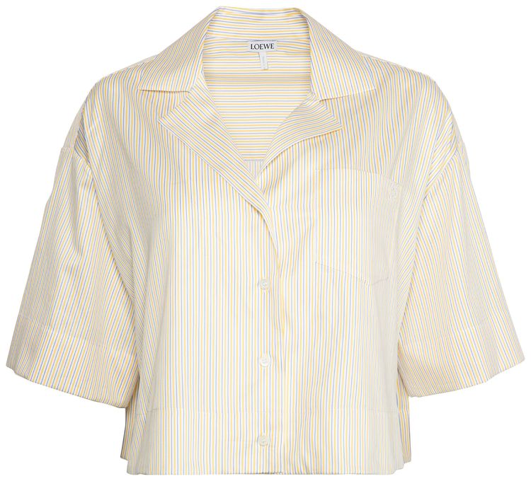 Loewe Stripe Cropped Pyjama Blouse YellowBlue