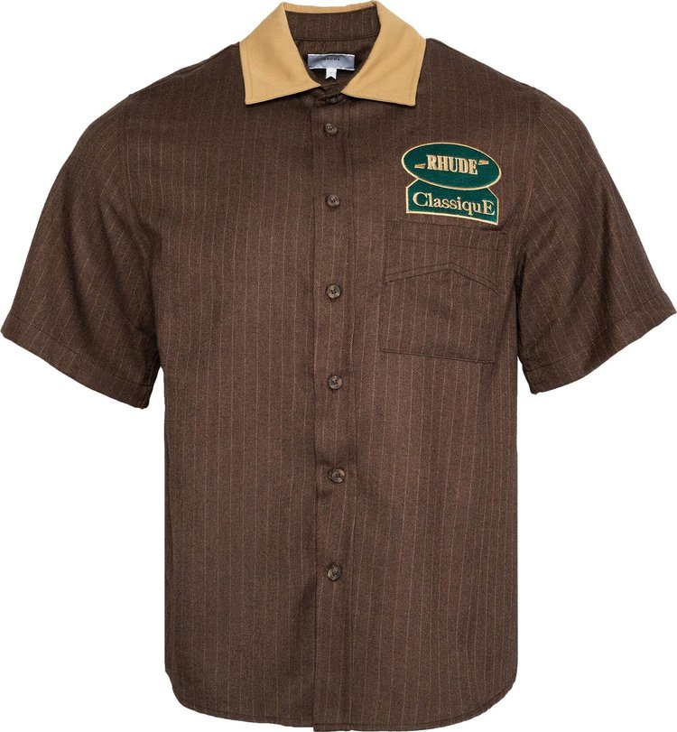 Rhude Twill Stripe Mechanic Shirt 'Brown/Tan'