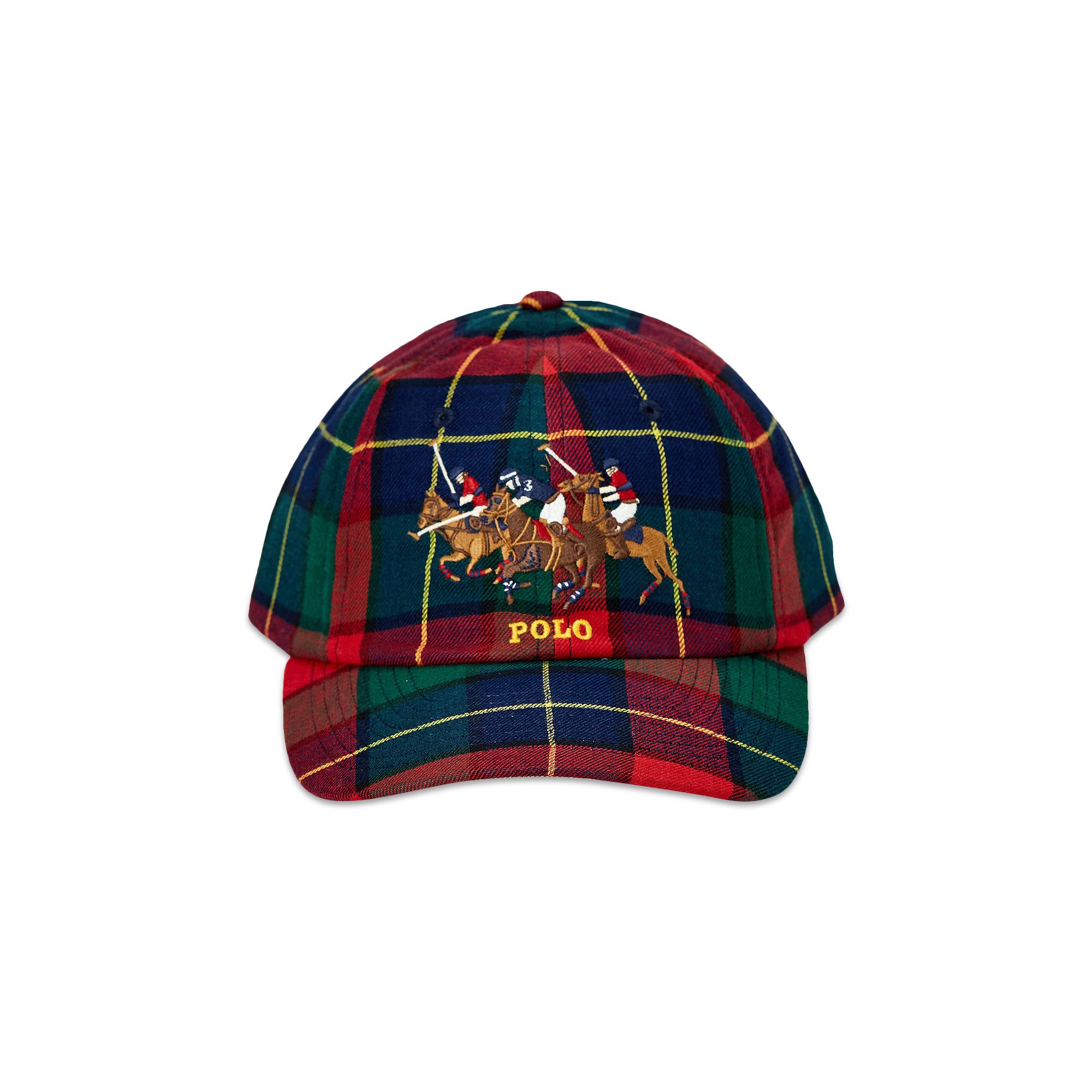 Buy Polo Ralph Lauren Plaid Flat Brim Cap Red Green