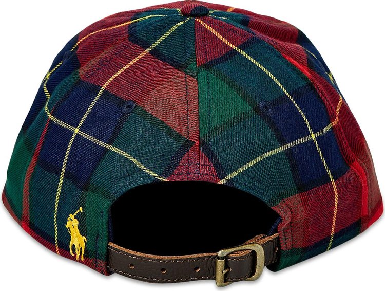 Polo Ralph Lauren Plaid Flat Brim Cap RedGreen